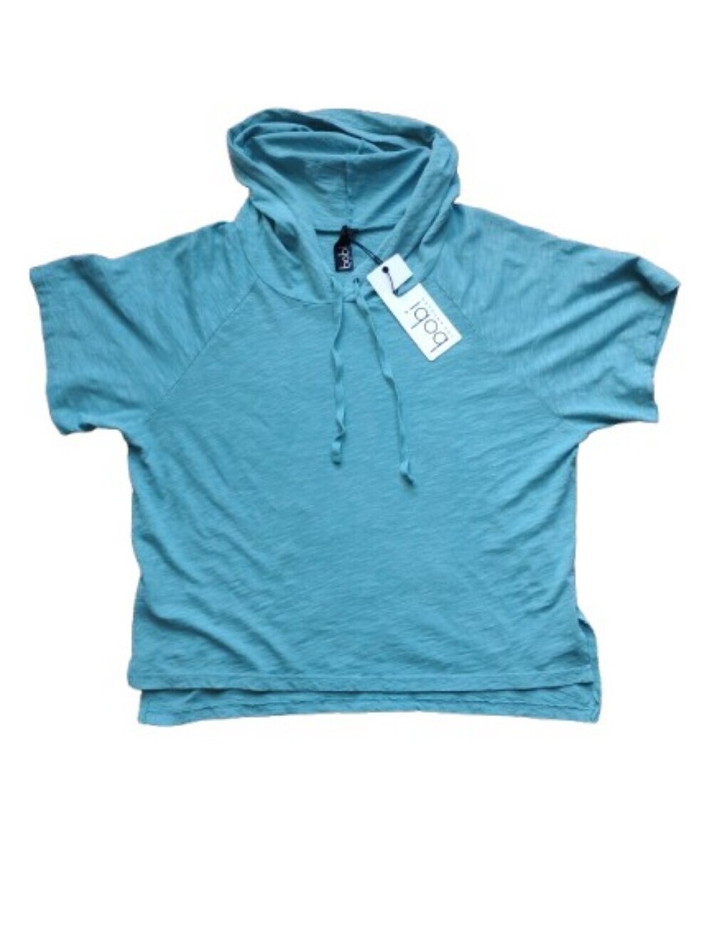 NWT Bobi Los Angeles Surf Blue Short Sleeve Pullover Hoodie Coastal S